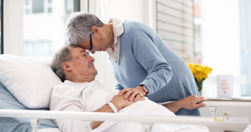 Elderly person in bed